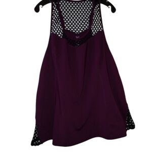 Lane Bryant LIVI Active Purple & Black Fishnet Mesh Peplum Top 22/24